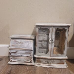 Rustic White Jewelry Box Set